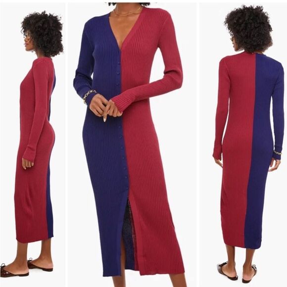 STAUD Shoko Colorblock Sweater Dress Size XS - Picture 4 of 16